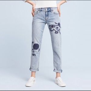 Pilcro Hyphen Embroidered MidRise Boyfriend Jeans